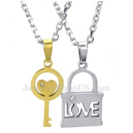 Titanium Gouden Sleutelhanger Ketting (Gratis Ketting) (Één Paar)