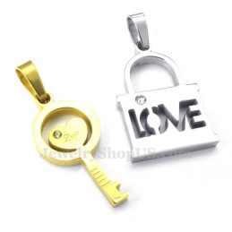 Titanium Gouden Sleutelhanger Ketting (Gratis Ketting) (Één Paar)