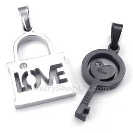 Titanium Zwarte Sleutel Hanger Ketting (Gratis Ketting) (Één Paar)