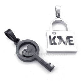 Titanium Zwarte Sleutel Hanger Ketting (Gratis Ketting) (Één Paar)
