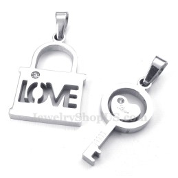 Titanium Zilveren Sleutelhanger Ketting (Gratis Ketting) (Één Paar)