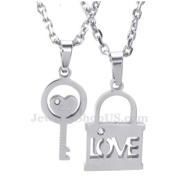 Titanium Zilveren Sleutelhanger Ketting (Gratis Ketting) (Één Paar)