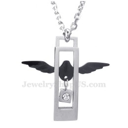 Mode Titanium Vleugels Harten Koppels Hanger Ketting (Gratis Ketting) (Één Paar)