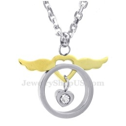 Mode Titanium Vleugels Harten Koppels Hanger Ketting (Gratis Ketting) (Één Paar)