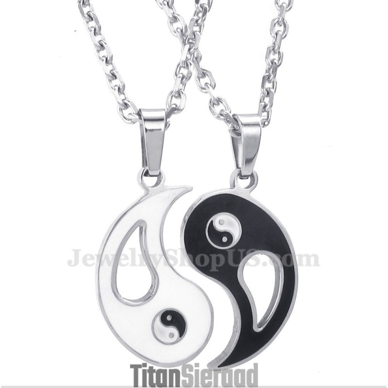 Titanium Tai Chi Hanger Ketting Voor Koppels (Gratis Ketting) (Één Paar) Titanium Tai Chi Hanger Ketting Voor Koppels (Gratis Ketting) (Één Paar)