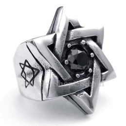 Titanium Gelukssterring Met Zwarte Zirkoon