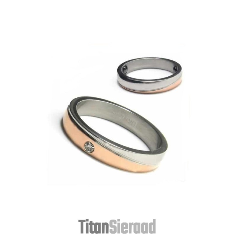 Diamanten Zetting 4 Mm Titanium & Goud Ingelegde Rechtbankbandring Diamanten Zetting 4 Mm Titanium & Goud Ingelegde Rechtbankbandring
