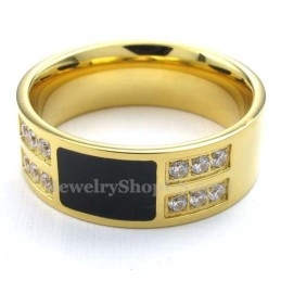 Gouden Titanium Ring Met Witte Zirkoon