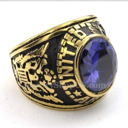 Gouden Titanium Ring Met Blauwe Zirkoon
