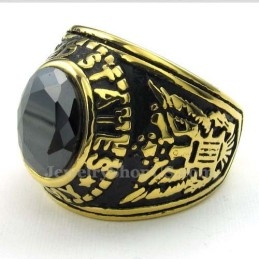 Gouden Titanium Ring Met Zwarte Zirkoon