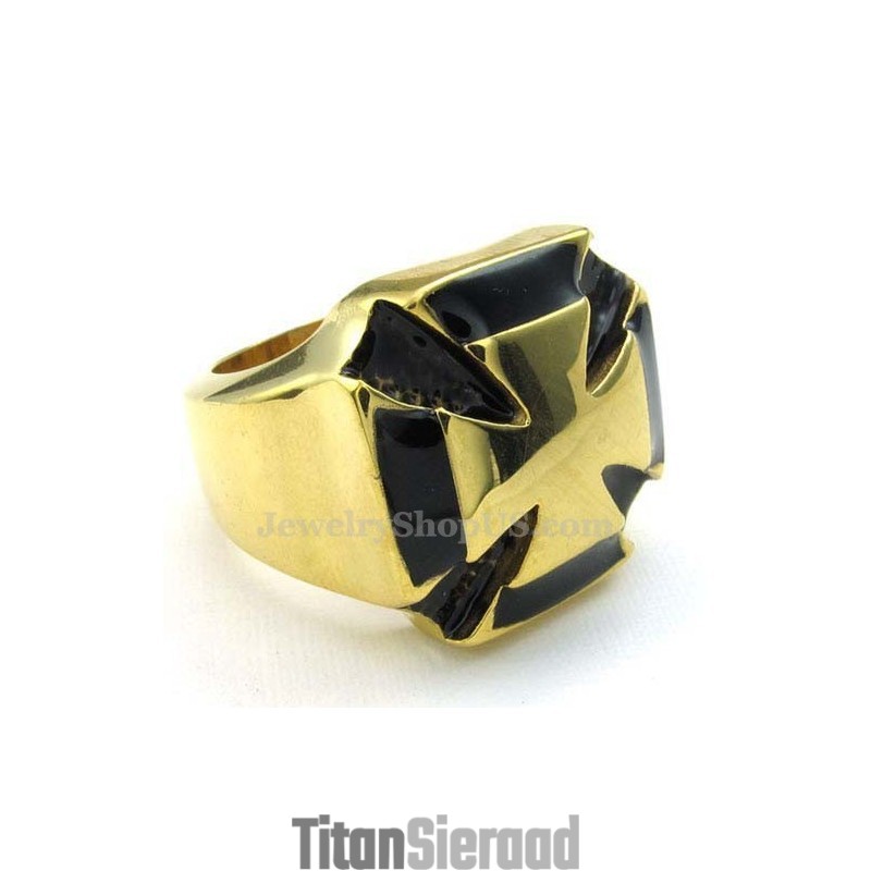 Gouden Titanium Kruisring Gouden Titanium Kruisring