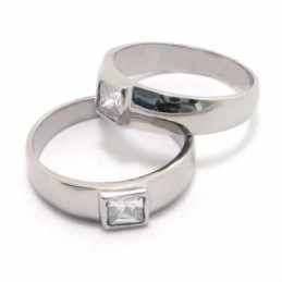 Diamanten Zetting 6 Mm Titanium Ingelegde Ring
