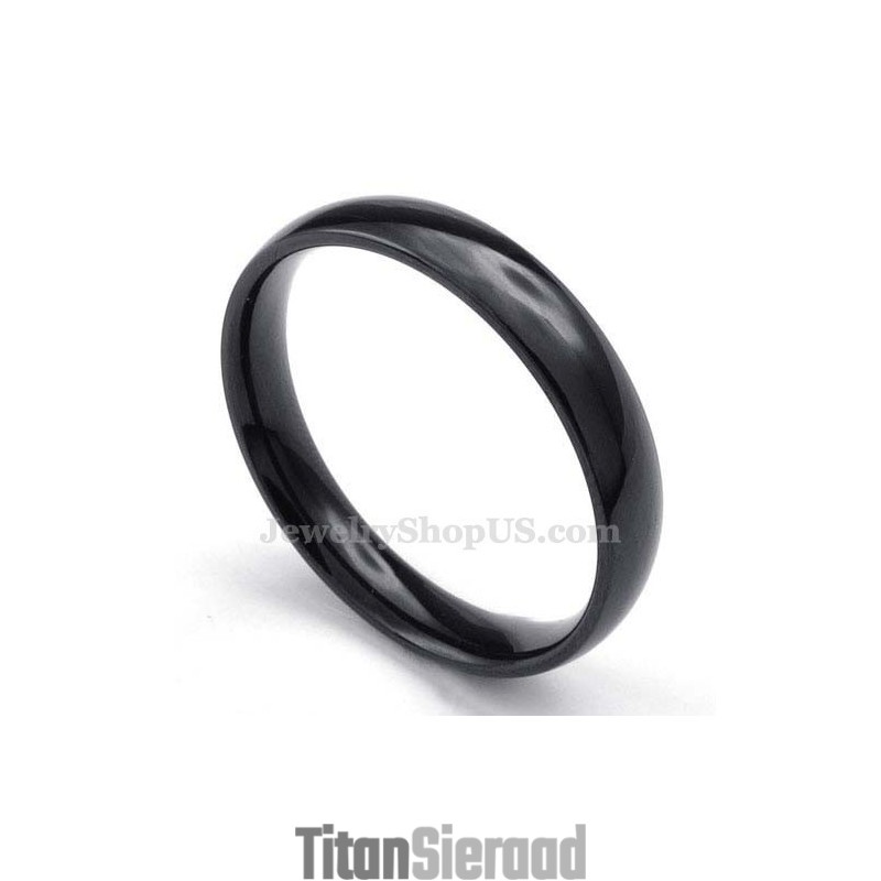 4 Mm Zwarte Gladde Titanium Ring
