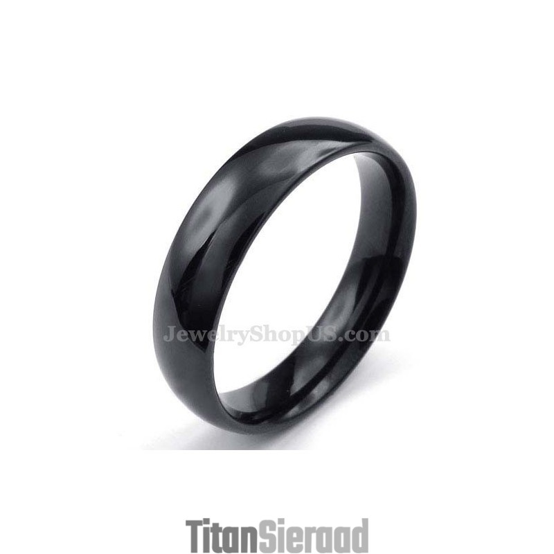 5 Mm Zwarte Titanium Gladde Ring