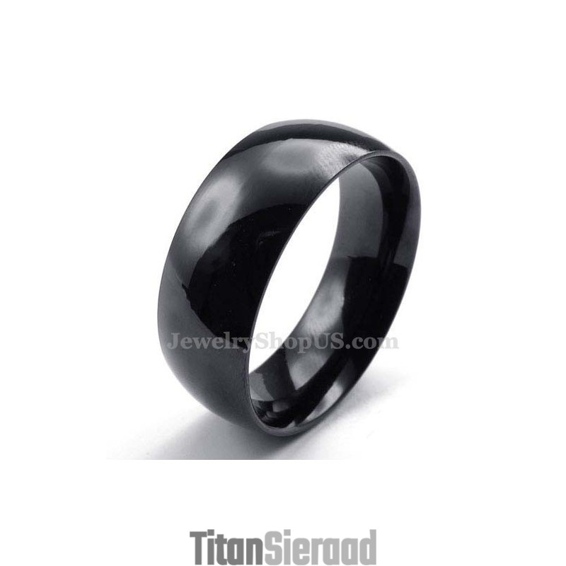 8 Mm Zwarte Gladde Titanium Ring