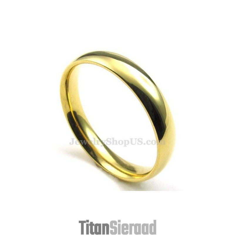 4 Mm Gouden Titanium Ronde Ring