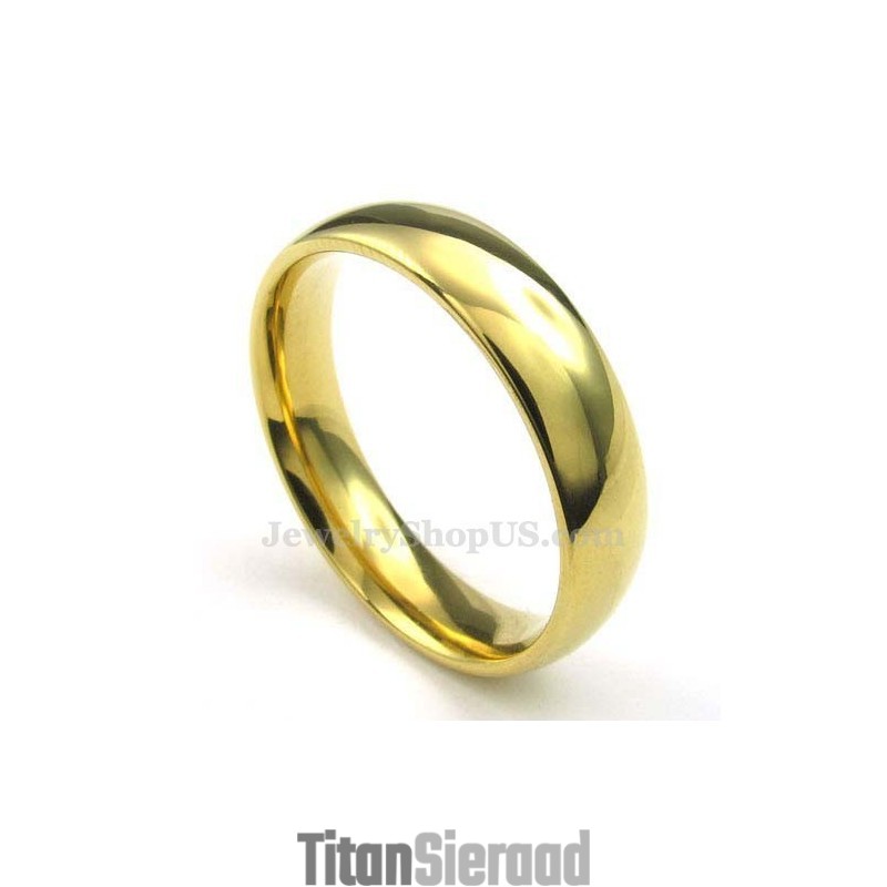 5 Mm Gouden Titanium Ronde Ring