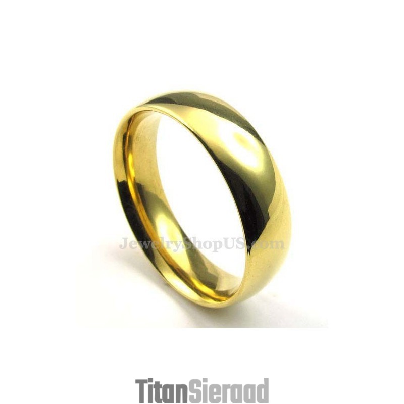 6 Mm Gouden Titanium Ronde Ring