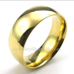 8 Mm Gouden Titanium Ronde Ring