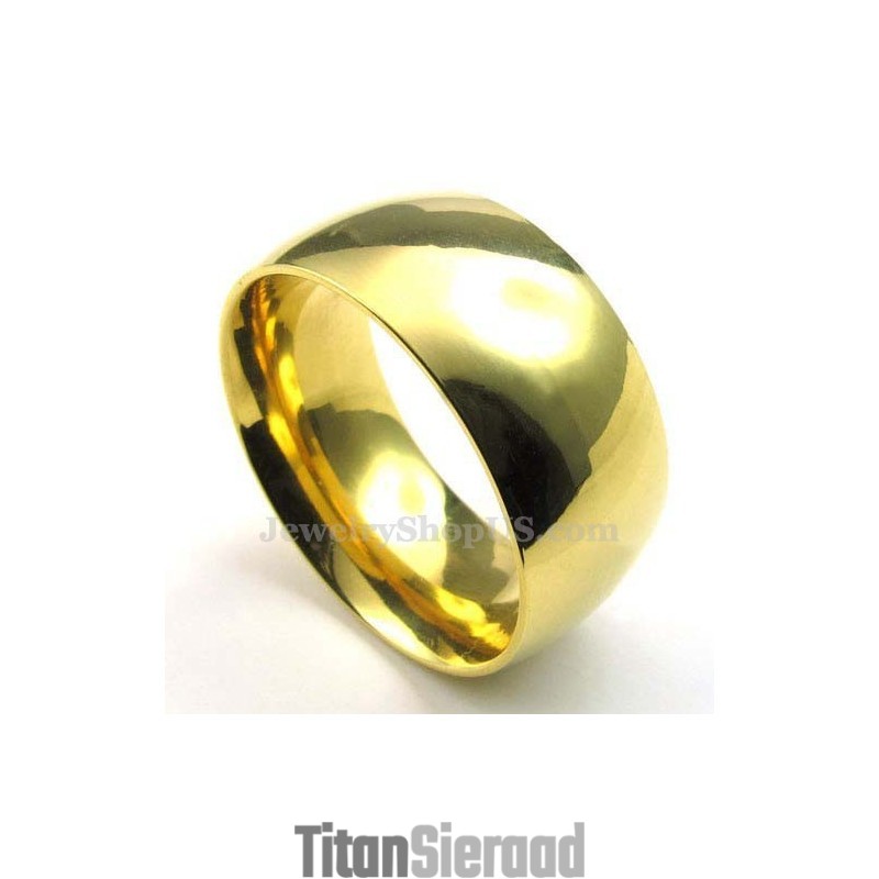10 Mm Gouden Titanium Ronde Ring 10 Mm Gouden Titanium Ronde Ring
