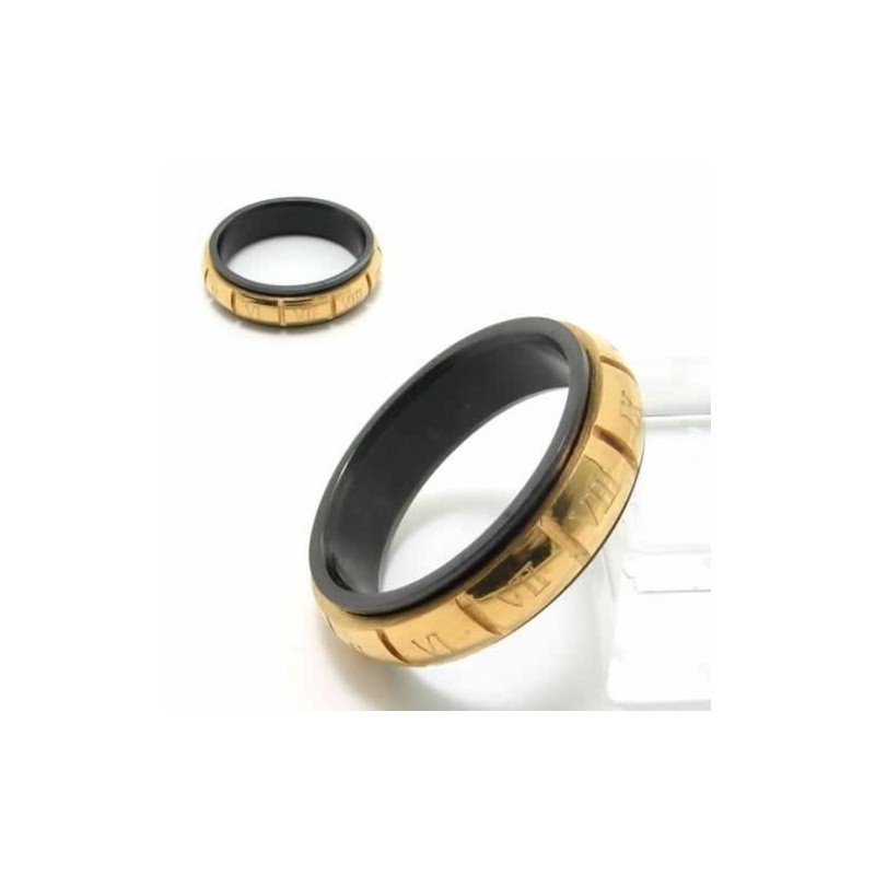 Romeinse Cijfers 6 Mm Zwarte Titanium En Gouden Rechtbankbandring
