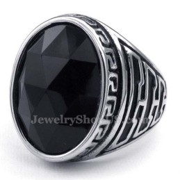 Heren Titanium Ring Met Zwarte Zirkoon
