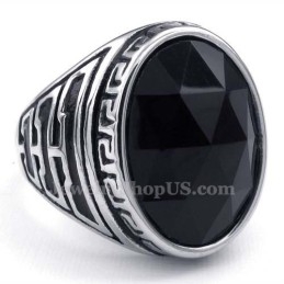 Heren Titanium Ring Met Zwarte Zirkoon