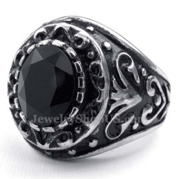 Heren Titanium Ring Met Zwarte Zirkoon