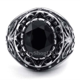 Heren Titanium Ring Met Zwarte Zirkoon