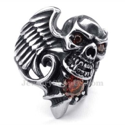 Titanium Schedelvleugelring Met Rode Zirkoon