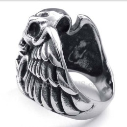 Titanium Schedelvleugelring Met Rode Zirkoon