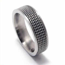 Meshed Heren 8 Mm Titanium Ring