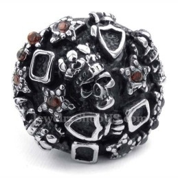 Titanium Schedelring Met Rode Zirkoon