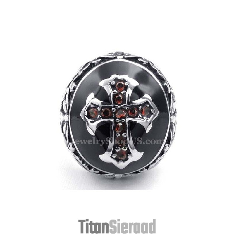 Titanium Rode Zirkoon Kruisring