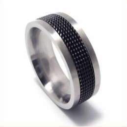 Meshed Heren 7Mm Zwarte Titanium Ring