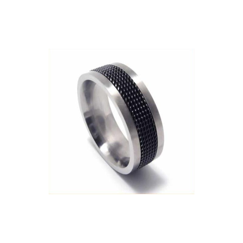 Meshed Heren 7Mm Zwarte Titanium Ring