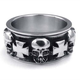 Titanium Ronde Kruis Schedel Ring