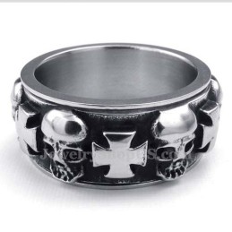 Titanium Ronde Kruis Schedel Ring