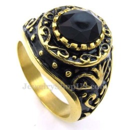 Gouden Titanium Ring Met Zwarte Zirkoon
