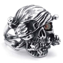 Titanium Schedelring Met Rood Zirkoonoog