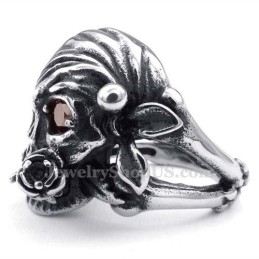 Titanium Schedelring Met Rood Zirkoonoog