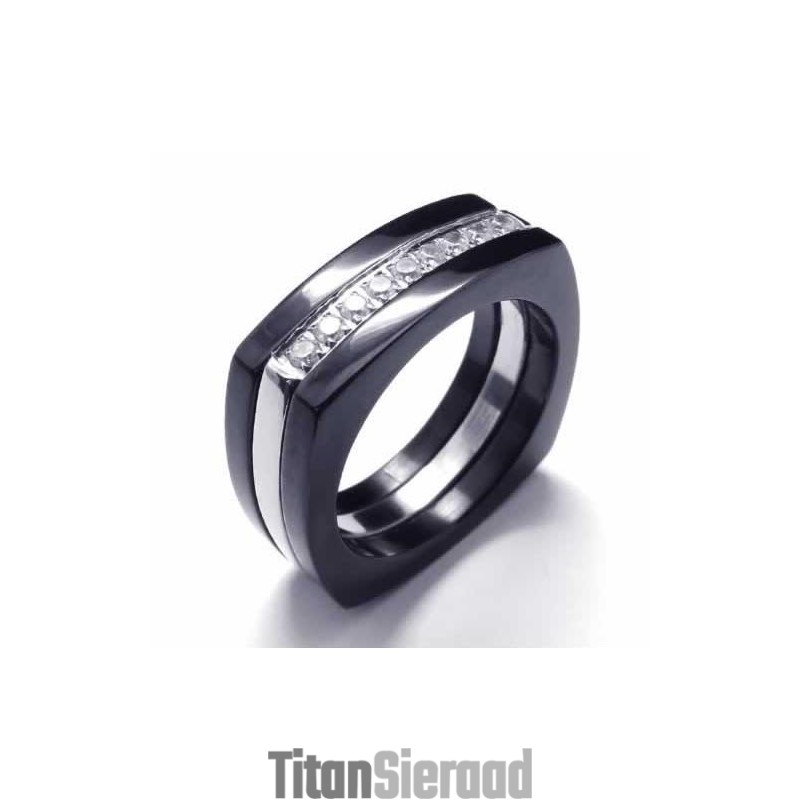 8 Mm Diamanten Unisex Zwarte Titanium Bandring