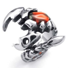 Titanium Schorpioen Ring Met Rode Zirkoon
