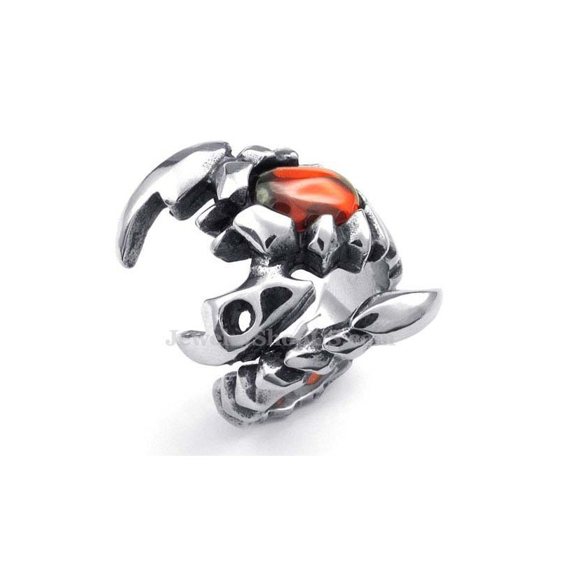 Titanium Schorpioen Ring Met Rode Zirkoon Titanium Schorpioen Ring Met Rode Zirkoon
