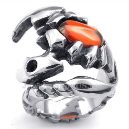 Titanium Schorpioen Ring Met Rode Zirkoon