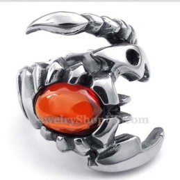 Titanium Schorpioen Ring Met Rode Zirkoon