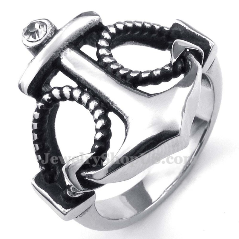 Titanium Ankerring Met Witte Zirkoon
