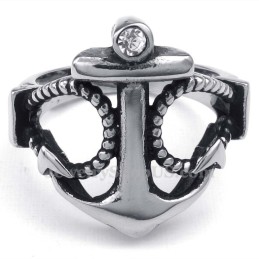 Titanium Ankerring Met Witte Zirkoon