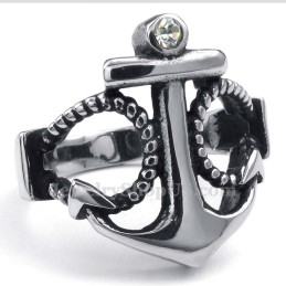 Titanium Ankerring Met Witte Zirkoon