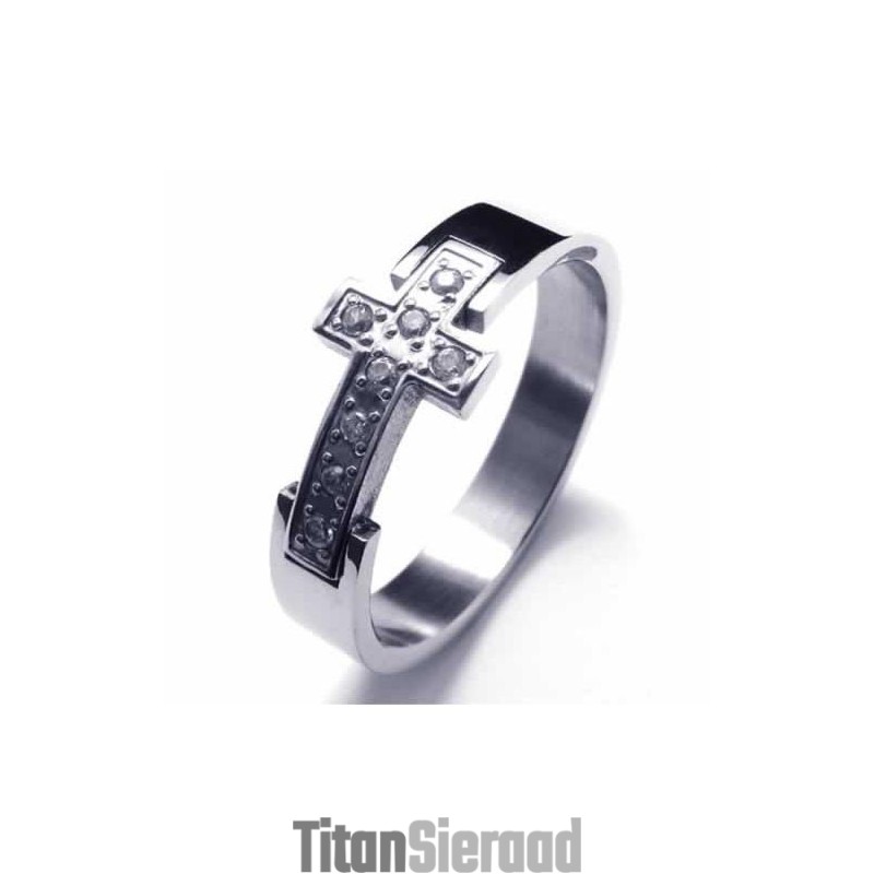 8 Mm Kruisdiamant Unisex Titanium Ring